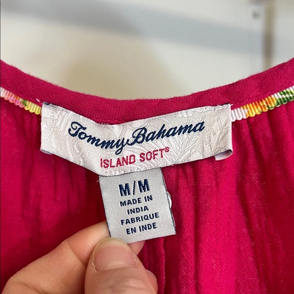 Tommy Bahama Fuchsia Cotton Button Front Jumpsuit with‎ Pockets- M